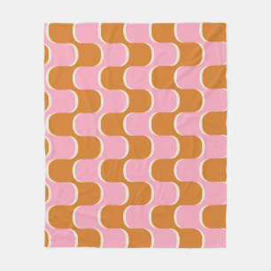 Retro 70s: Gold-Pink Wavy Pattern. Fleece Blanket