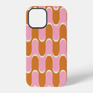Retro 70s: Gold-Pink Wavy Pattern. iPhone 12 Case