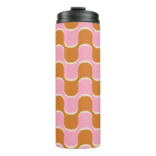 Retro 70s: Gold-Pink Wavy Pattern. Thermal Tumbler