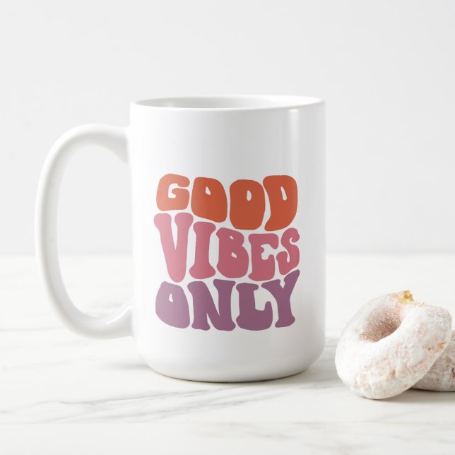 Retro 70's Good Vibes Only 15oz Mug (With Donut)