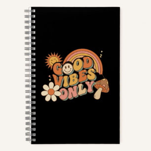 Retro 70s Good Vibes Only Groovy Smiley Face Rain Notebook