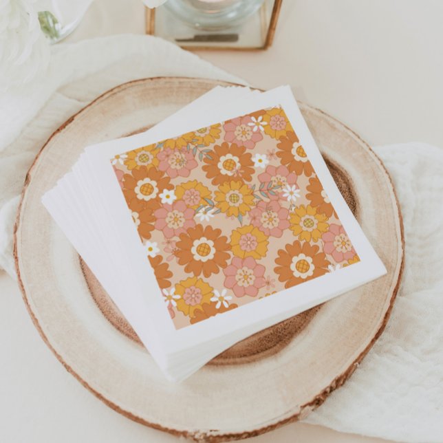 Retro 70s groovy baby shower napkin (Creator Uploaded)