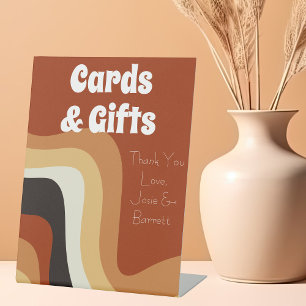 Retro 70s Groovy Boho Wedding Cards and Gifts Pedestal Sign