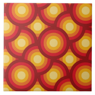 Retro 70s Groovy Circles Pattern  Ceramic Tile