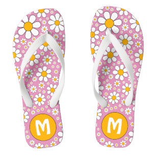 Retro 70s Groovy Floral Personalised Thongs