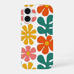 Retro 70s Groovy Folk Art Floral Pattern iPhone 16 Case