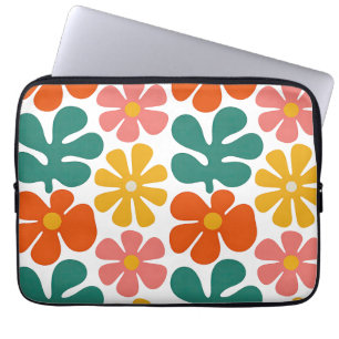 Retro 70s Groovy Folk Art Floral Pattern Laptop Sleeve
