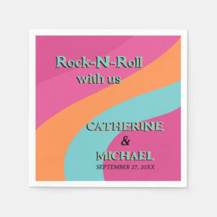 Retro 70s Groovy Fuchsia Fun Wedding  Napkin