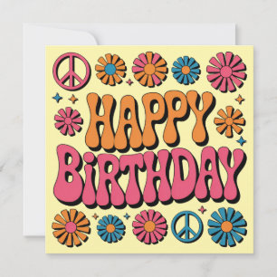 Retro 70s Groovy Happy Birthday Greeting  Card