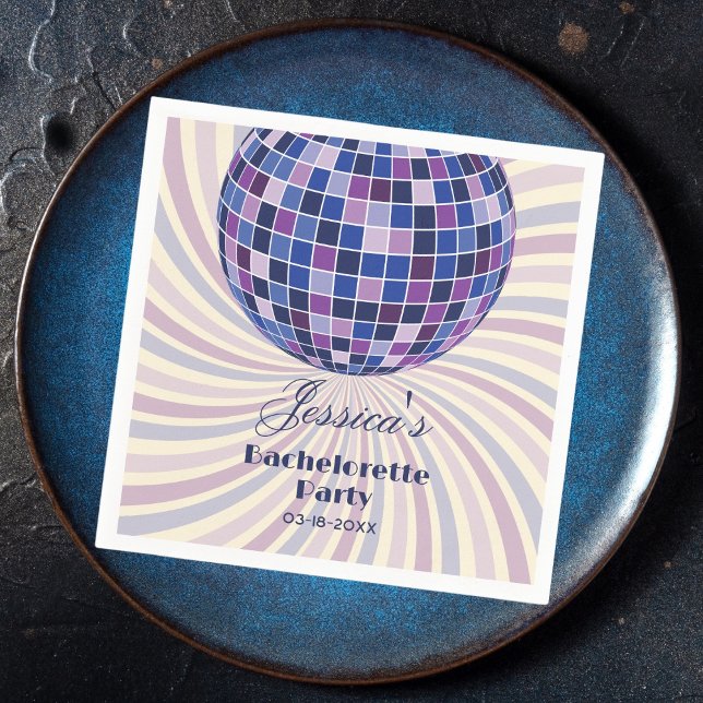 Retro 70s Groovy Last Disco Bachelorette Party Napkin (Creator Uploaded)