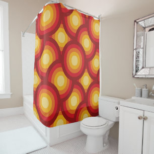 Retro 70s Groovy Overlapping Circles Pattern  Shower Curtain