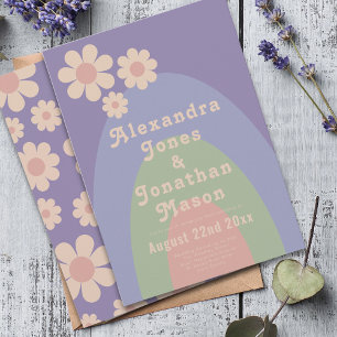 Retro 70s Groovy Pastel Colours Wedding Invitation