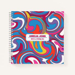 Retro 70s Groovy Psychedelic Name Notebook