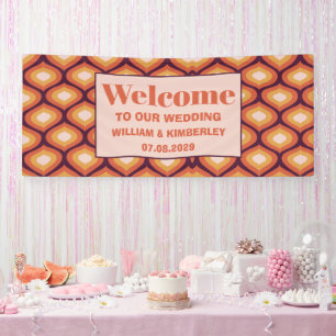 Retro 70's Groovy Seventies Orange Wedding Banner