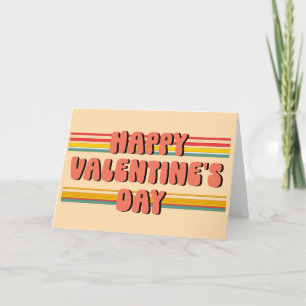 Retro 70s Groovy Stripes Happy Valentine's Day Holiday Card