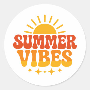 Retro 70s Groovy Summer Vibes Sunshine Classic Round Sticker