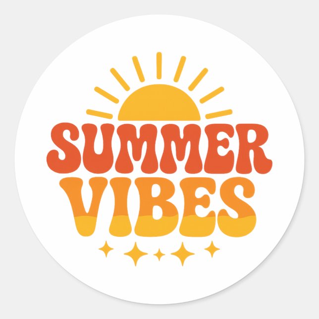 Retro 70s Groovy Summer Vibes Sunshine Classic Round Sticker (Front)