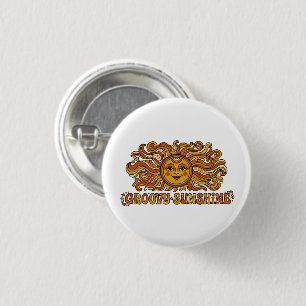 Retro 70s Groovy Sunshine Smiling Sun 3 Cm Round Badge