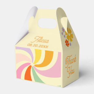 Retro 70s Groovy Wave Flower Birthday Thank You Favour Box