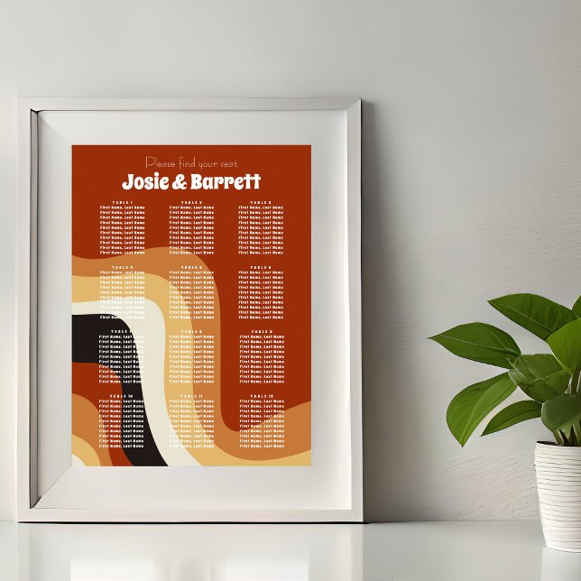 Retro 70s Groovy Wedding Bohemian Seating Chart (Creator Uploaded)