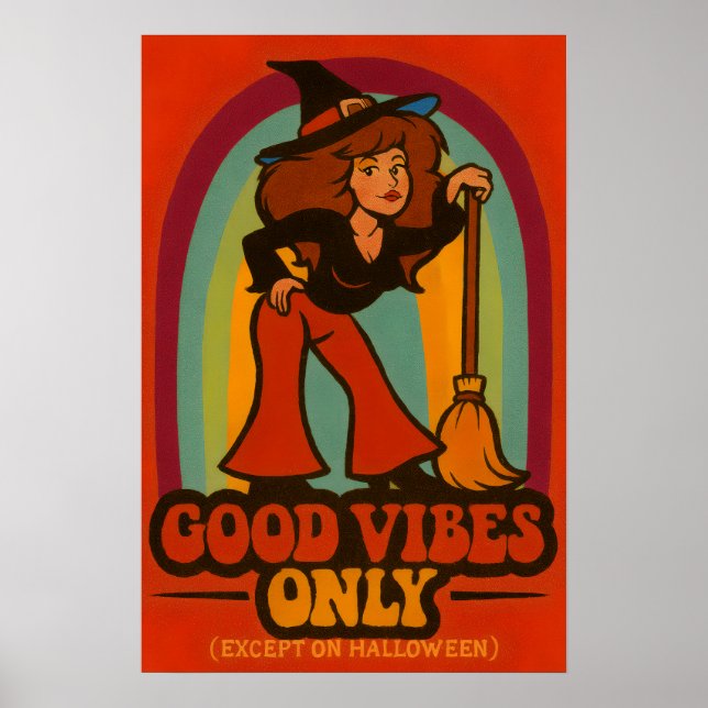 Retro 70s Halloween Witch Poster (Front)