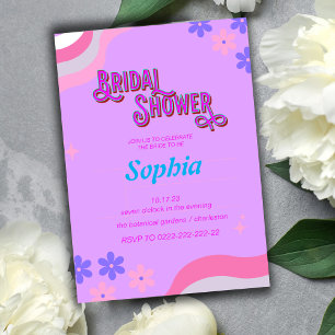 retro  70S hippie  BRIDAL SHOWER  Invitation