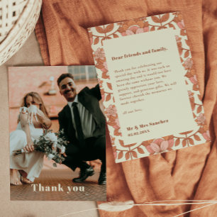 Retro 70s inspired Orange Wedding Thank you Card
