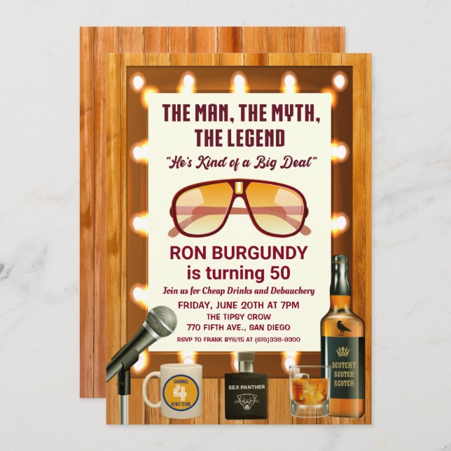 Retro 70s Male Birthday Bachelor Party Invitation (Front/Back)