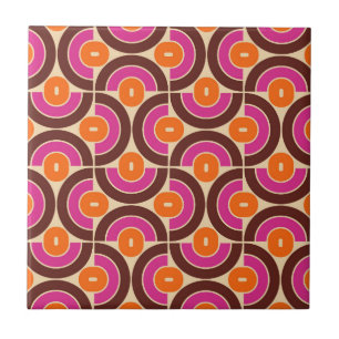 Retro 70s Mid Mod Geometric Pattern Ceramic Tile