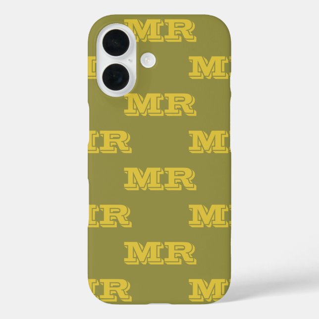 Retro 70s Monogram Initials Pattern Green Yellow Case-Mate iPhone Case (Back)