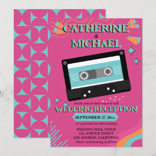 Retro 70s Music Cassette Tape Groovy Fuchsia Fun  Invitation