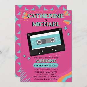 Retro 70s Music Cassette Tape Groovy Fuchsia Fun Invitation