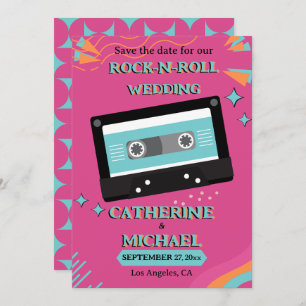 Retro 70s Music Cassette Tape Groovy Fuchsia Fun Save The Date