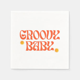 Retro 70s Mustard Orange Hippie Groovy Baby Napkin
