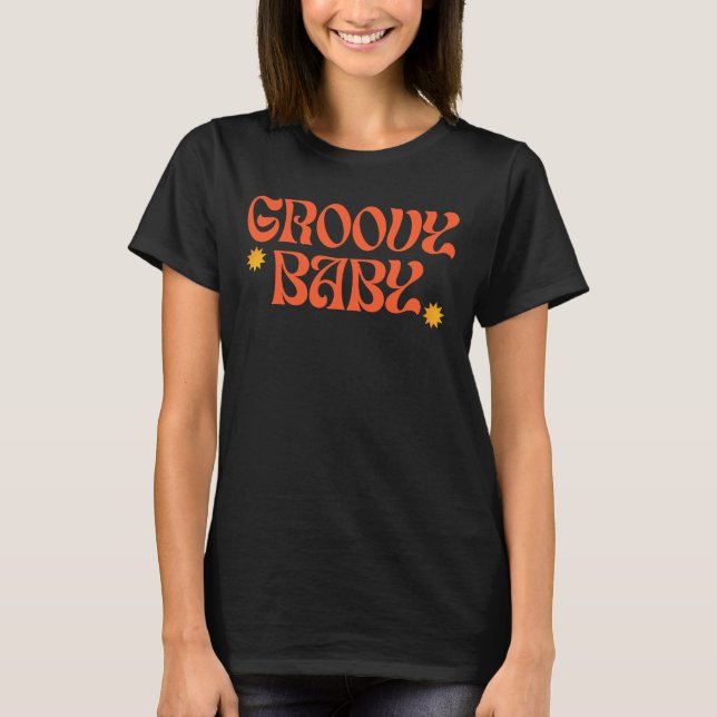 Retro 70s Mustard Orange Hippie Groovy Baby T-Shirt (Front)