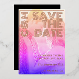 Retro 70s Name Monogram And Photo Wedding 