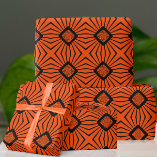 Retro 70s Orange and Black Wrapping Paper