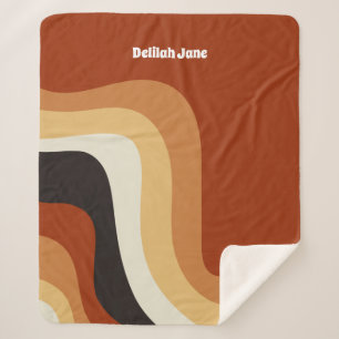 Retro 70s Orange Groovy Hippie Personalised Sherpa Blanket