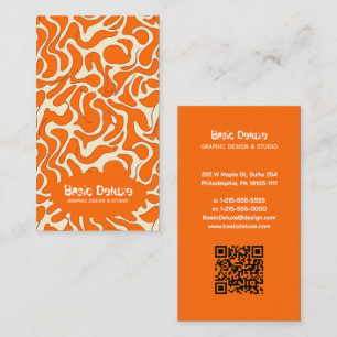 Retro 70s Orange Organic Blob Pattern Seamless Business Card