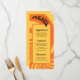 Retro 70s Orange Yellow 3 course Wedding Menu