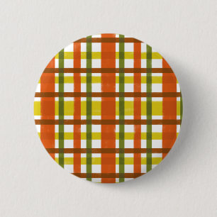 Retro 70s Orange Yellow Plaid 6 Cm Round Badge
