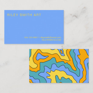 Retro 70s Orange Yellow Purple Colourful Abstract Business Card
