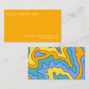 Retro 70s Orange Yellow Unique Colourful Abstract  Business Card