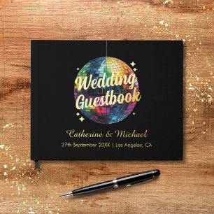 Retro 70's Party Disco Ball Sparkle Glam Wedding Guest Book
