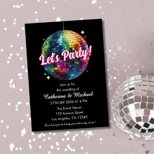 Retro 70's Party Disco Ball Sparkle Glam Wedding  Invitation