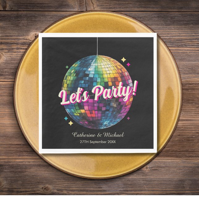 Retro 70's Party Disco Ball Sparkle Glam Wedding  Napkin (Creator Uploaded)