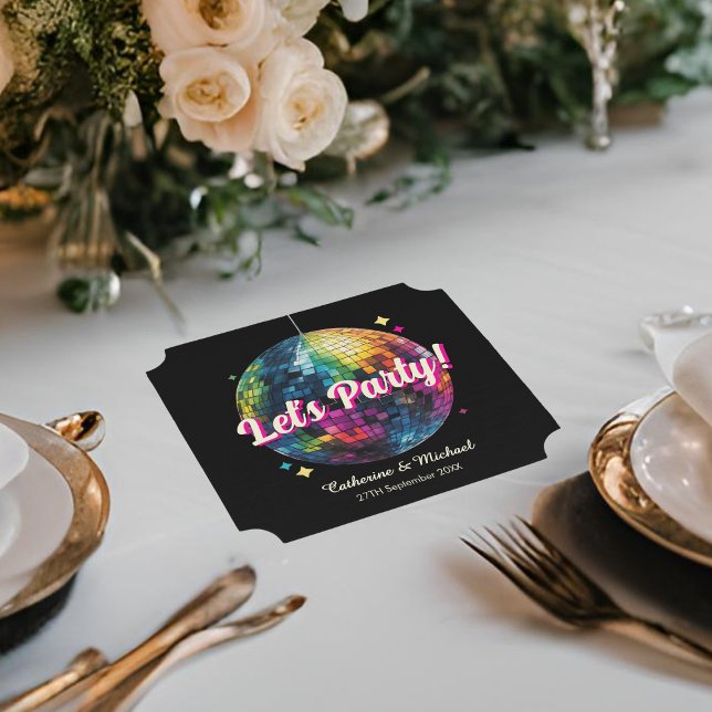 Retro 70's Party Disco Ball Sparkle Glam Wedding  Paper Coaster (Creator Uploaded)
