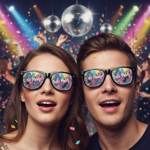 Retro 70's Party Disco Ball Sparkle Glam Wedding  Sunglasses