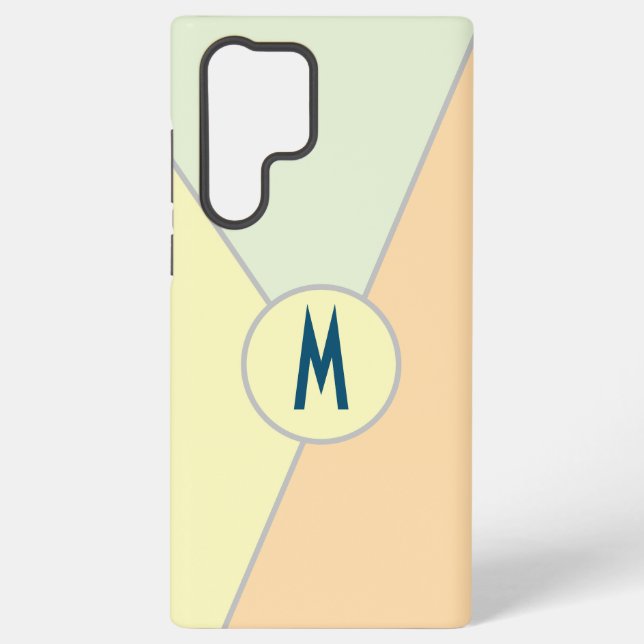 retro 70s pastel Colour block Triangle Monogram Samsung Galaxy S22 Ultra Case (Back)