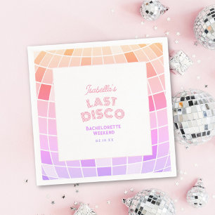 Retro 70s Pink Disco Ball Bachelorette Weekend Napkin